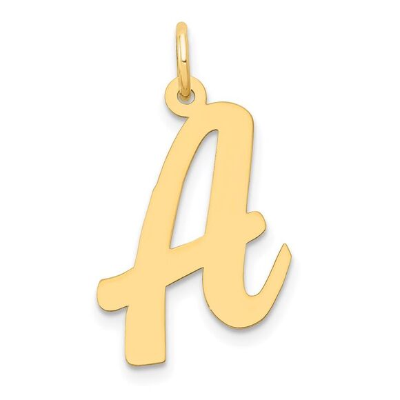 Kazi Luxury 14k Yellow Gold Large Script Letter A Initial Charm - Picture 1 of 4